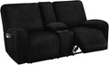 Ivory Velvet 2 Seater Loveseat Recliner Slipcovers with Middle Console A860583
