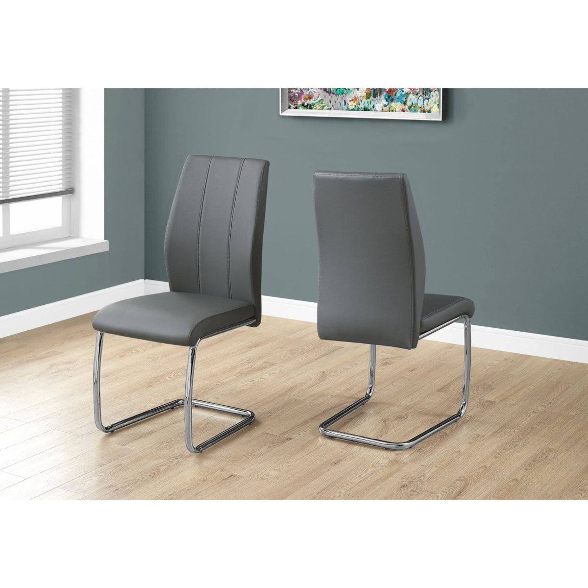 2 Piece Dining Chair Black Leather-Look Chrome V5786