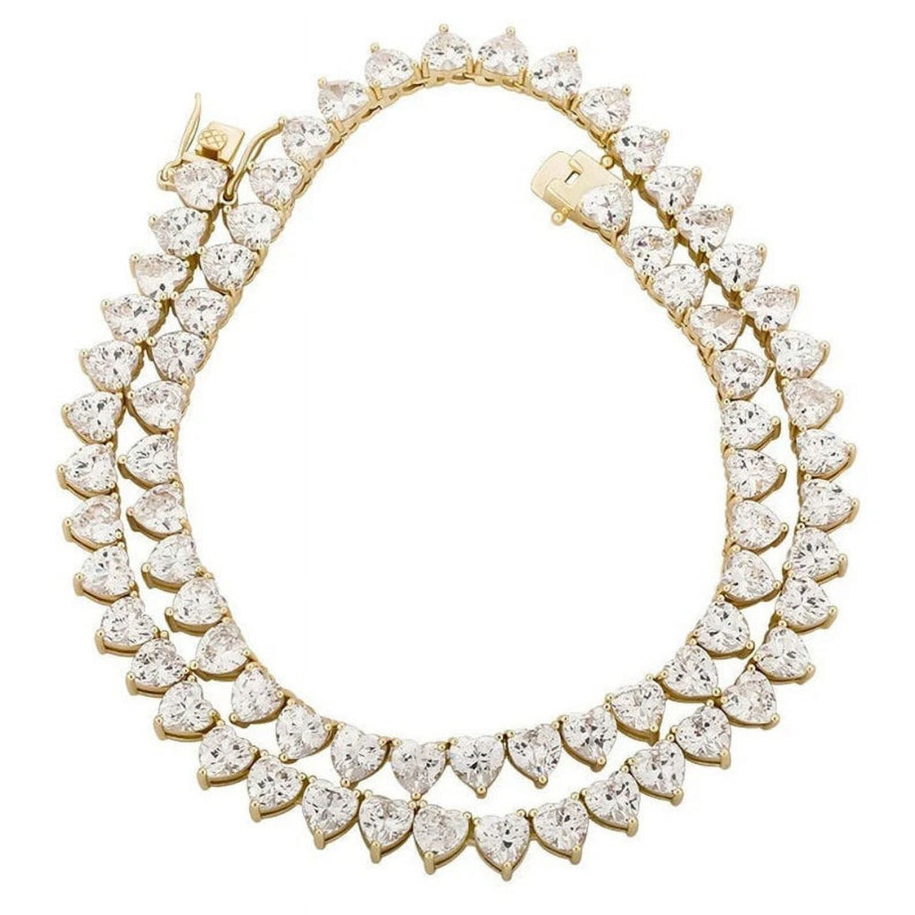 14K Yellow Gold Tennis Necklace W376