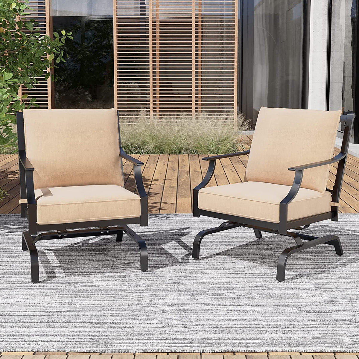 Beige Cushioned Rocking Chairs Set of 2 N2257