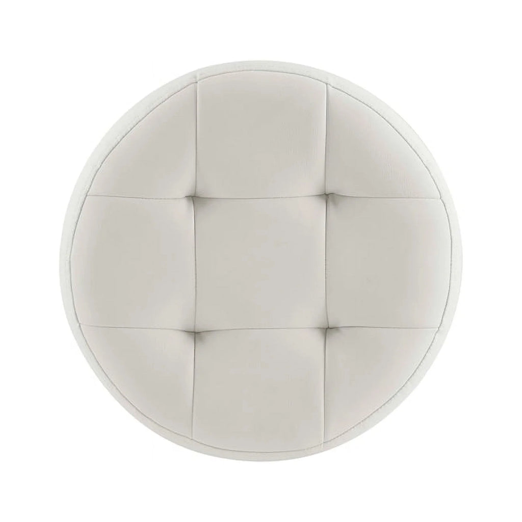 White Faux Leather Round Swivel Ottoman O459