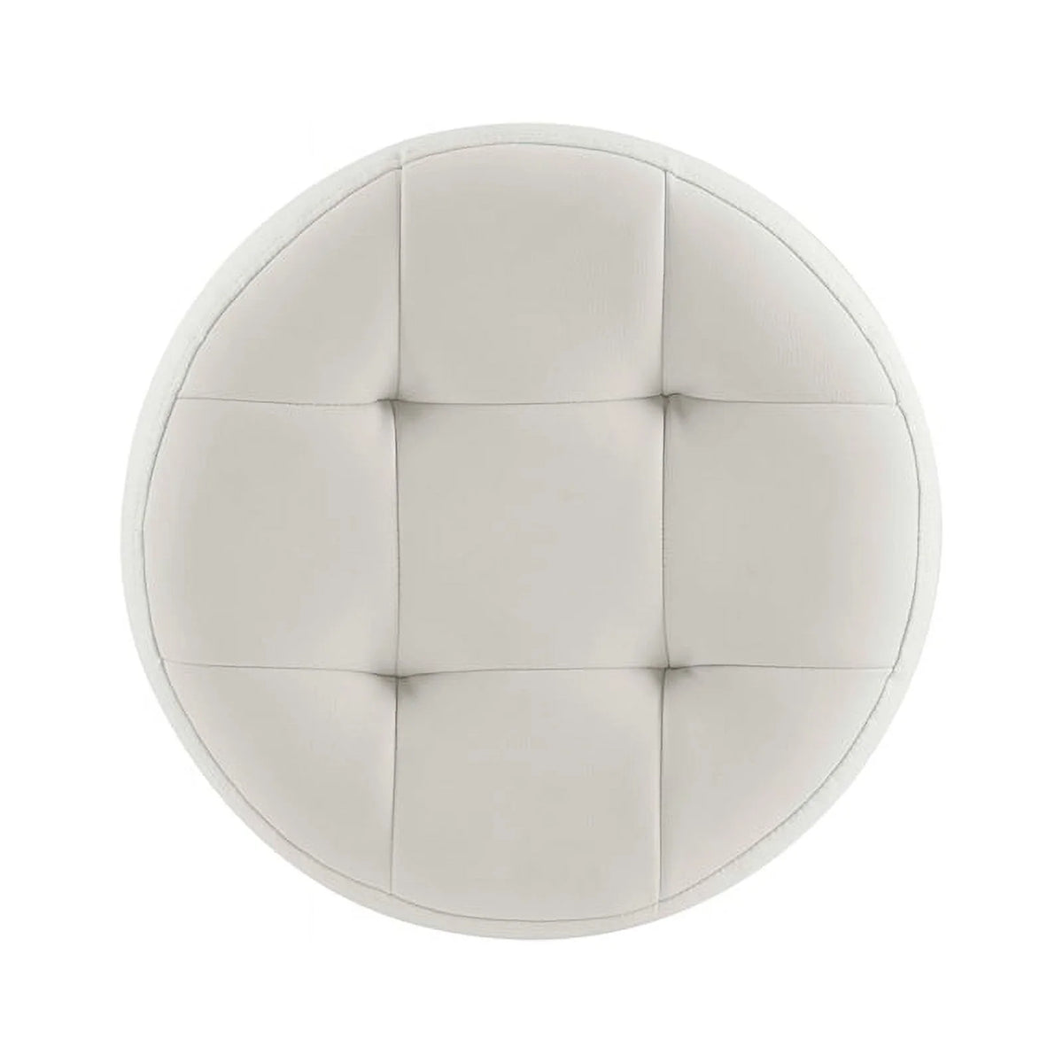White Faux Leather Round Swivel Ottoman O459