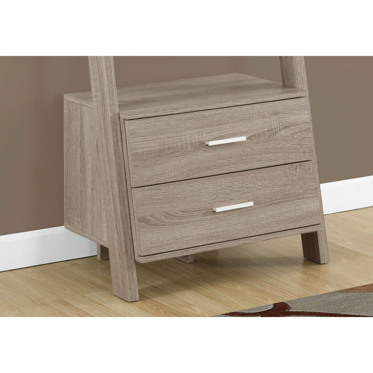 Taupe Brown Rectangular Ladder Bookcase N412