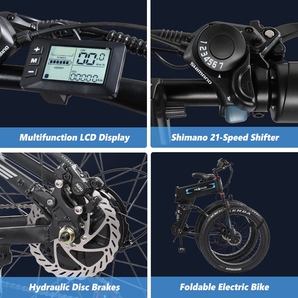 750W 48V 12AH Removable Battery 26" Fat Tire Folding Electric Bike H238