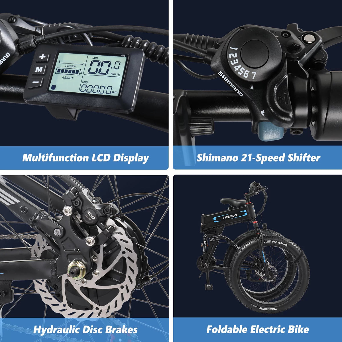750W 48V 12AH Removable Battery 26" Fat Tire Folding Electric Bike H238