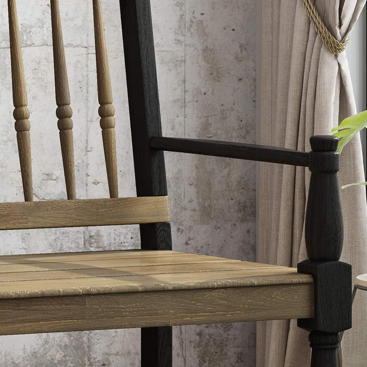Gray and Black Acacia Wood Bench with Shelf T631201