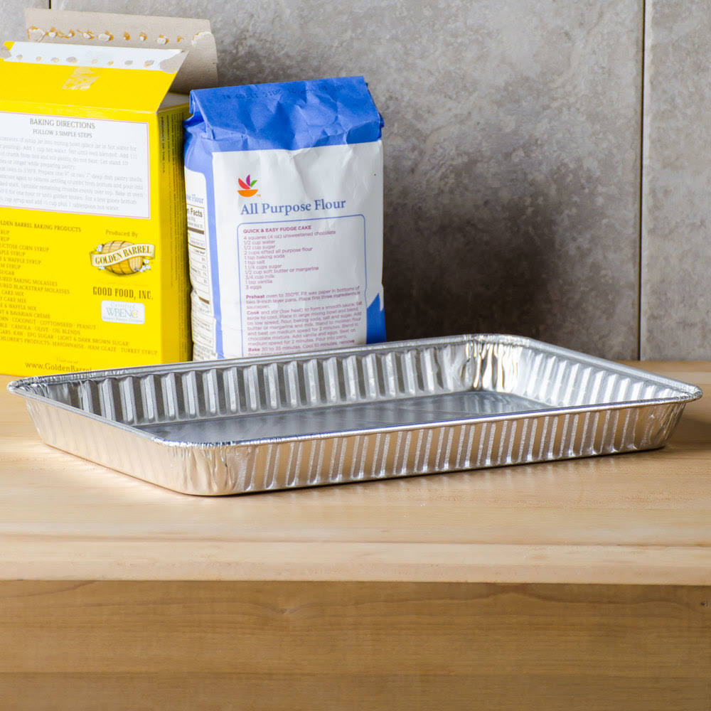 Disposable Aluminum 1/4-Size Sheet Cake Pan (Pack of 100) H887467