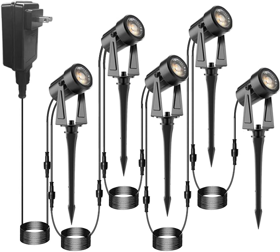 3Wx10 Low Voltage Outdoor Landscape Spotlights with Stake, 3000K Warm White IP65 Waterproof, 10Pack X307726