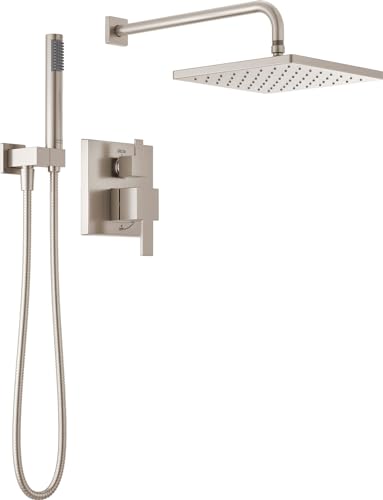2-Setting Square Shower System with Rain Shower Head and Handheld Spray K561