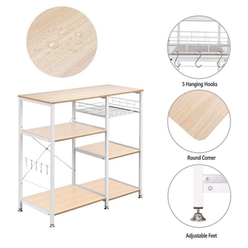 White Oak 3-Tier Metal Baker's Rack D4359