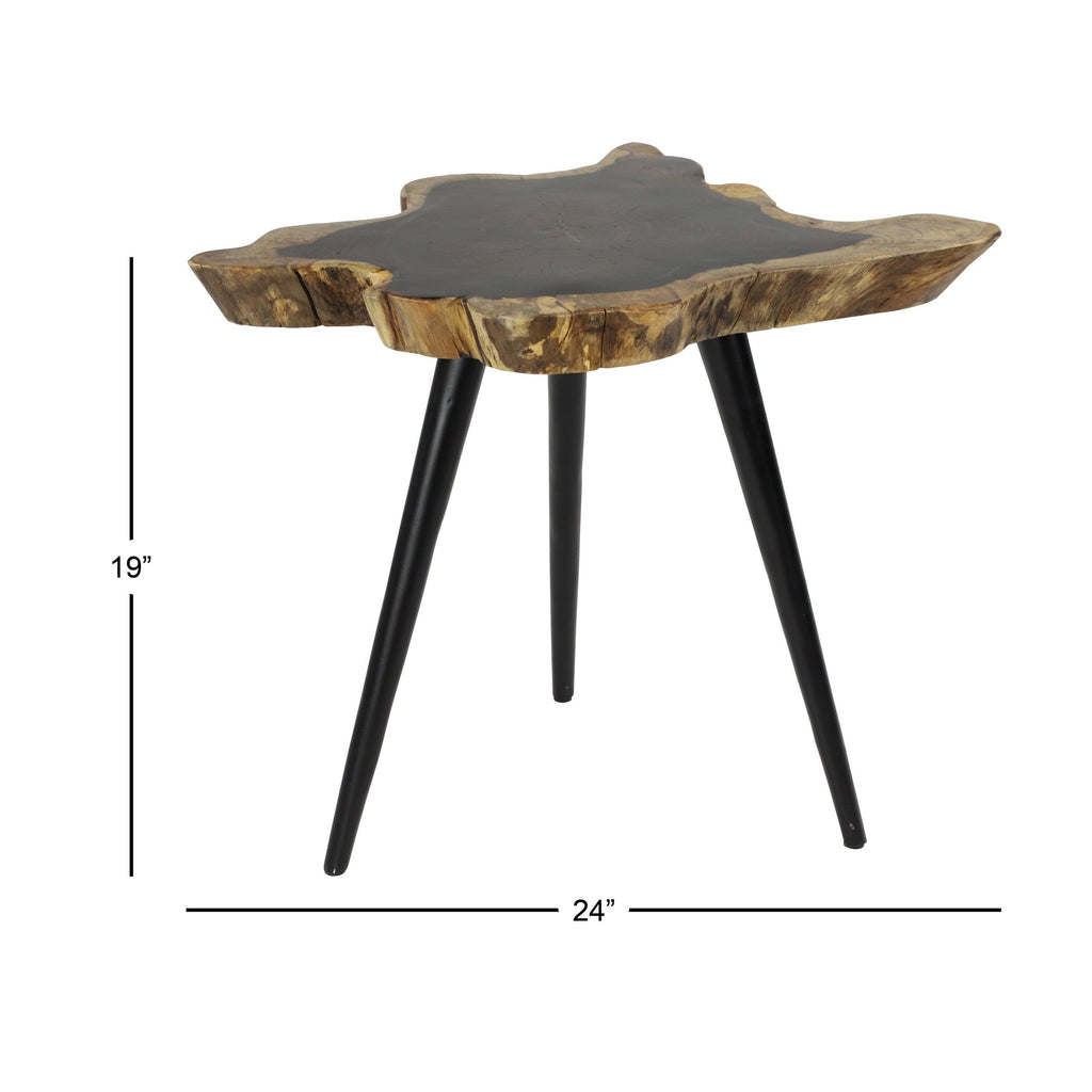Brown Rosewood and Metal Accent Table C232369