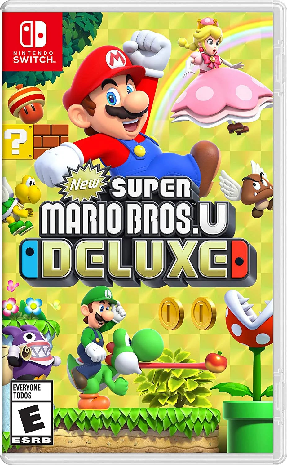 Nintendo Switch OLED Console White with New Super Mario Bros. U Deluxe, Screen Cleaning Cloth Bundle Z5030