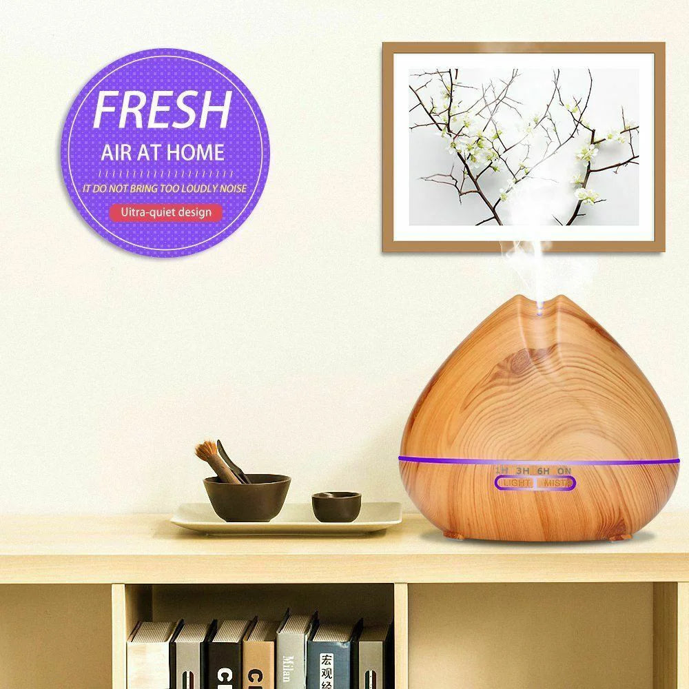 550ml Wood Grain Ultrasonic Cool Mist Aroma Essential Oil Diffuser X68156