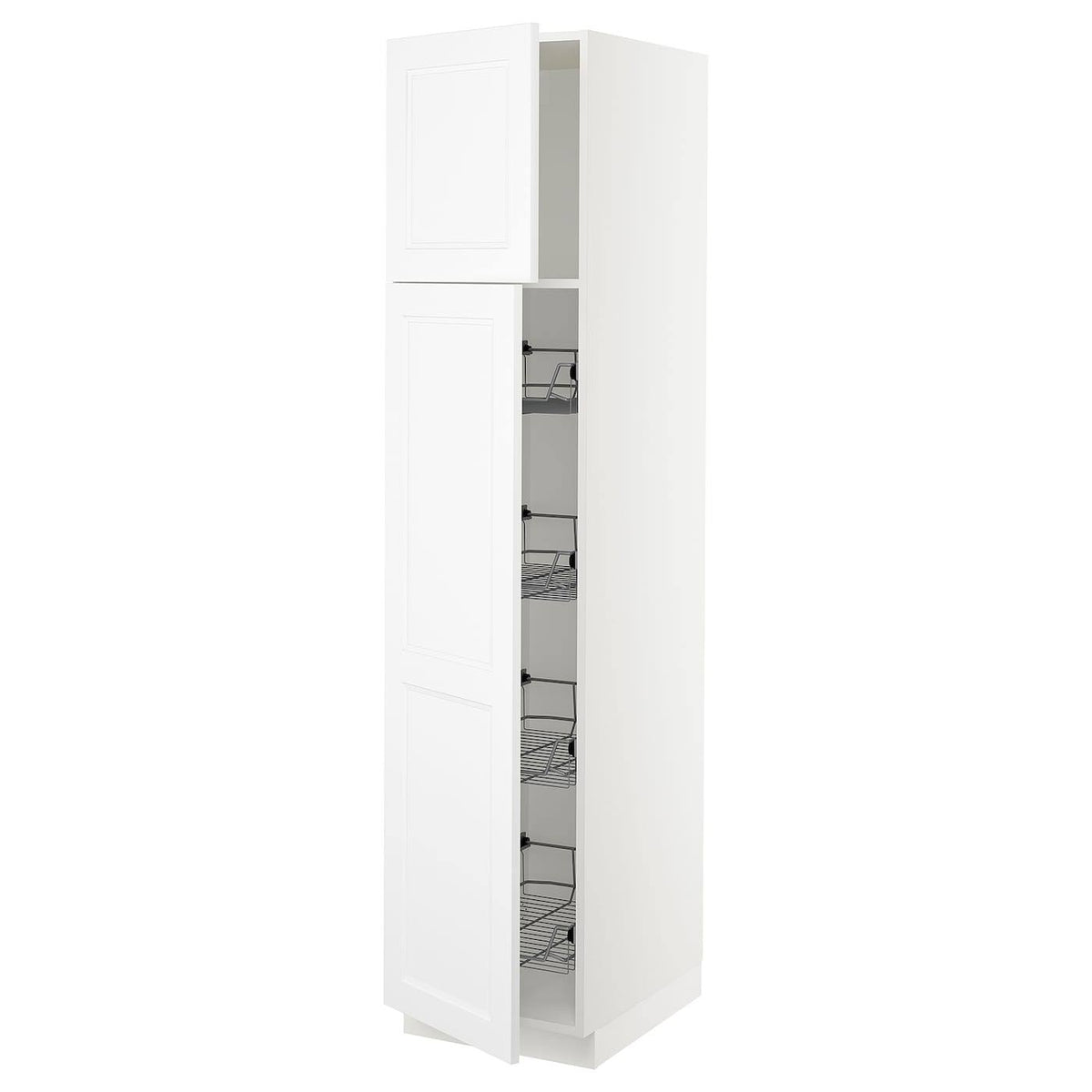 White High Cabinet with Door and Wire Baskets C5925