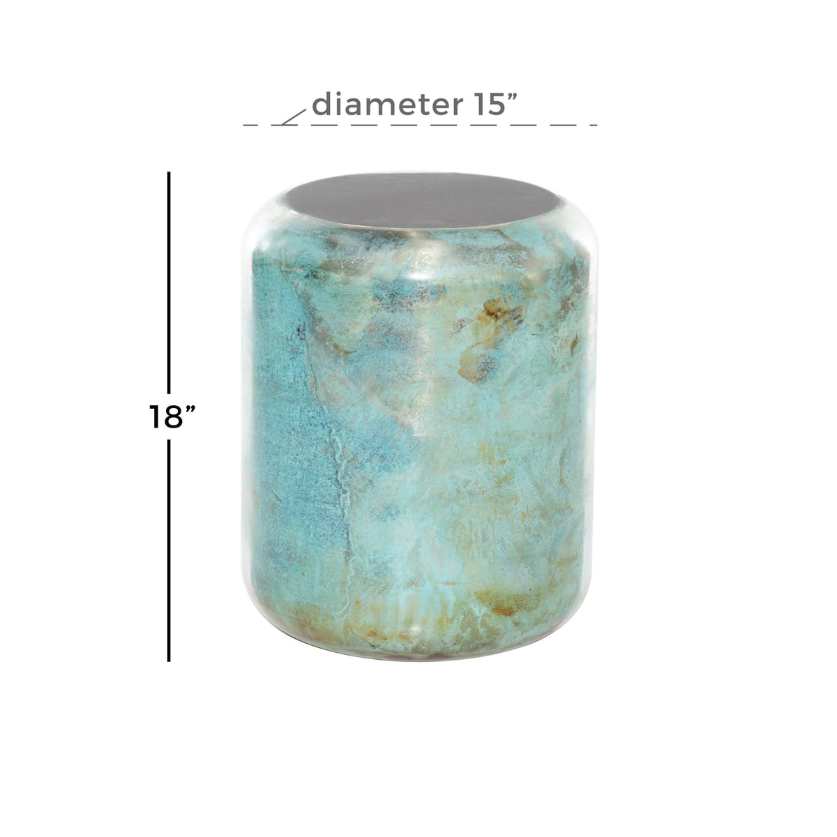Blue and Silver Round Accent Table G5644