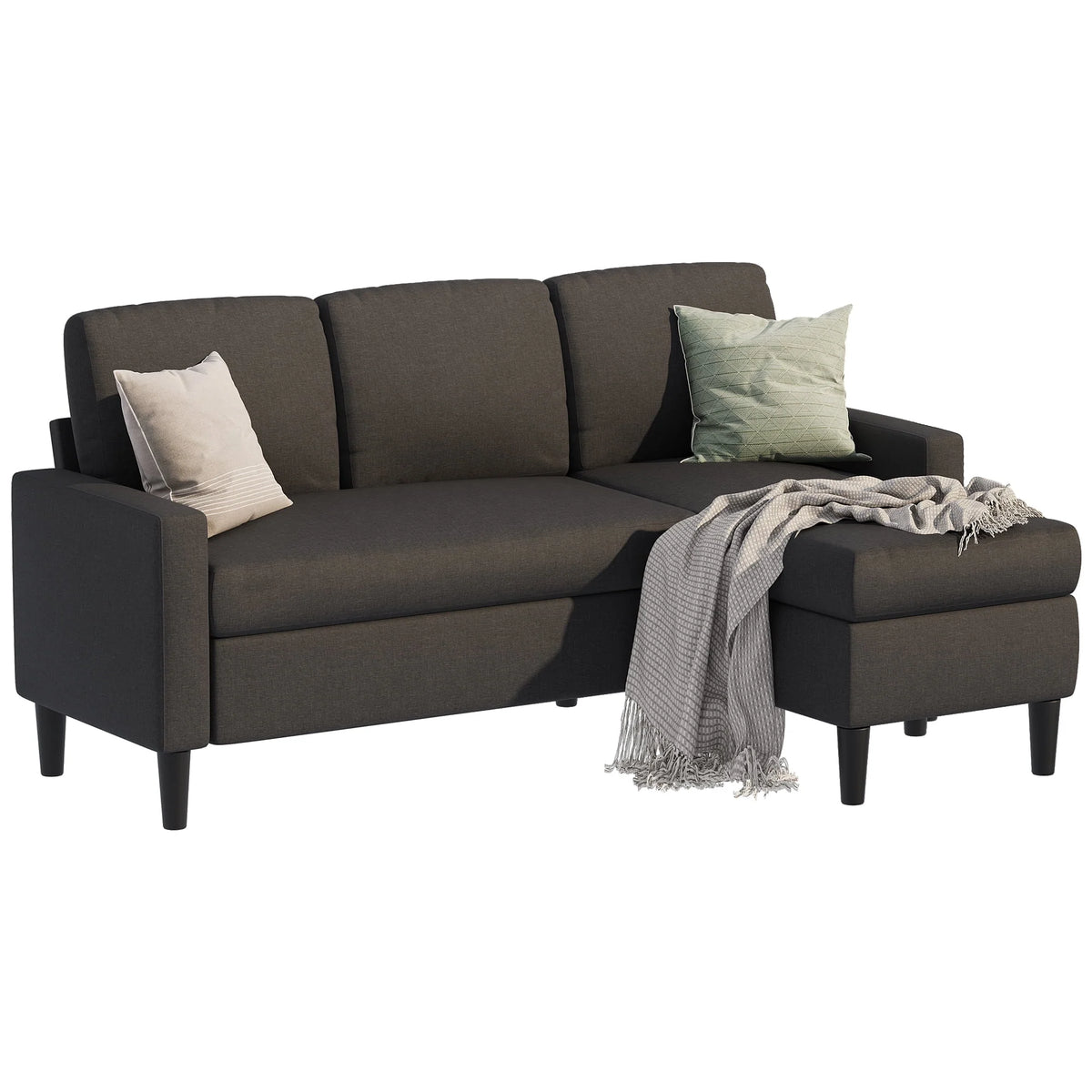 Convertible Sectional Sofa L-Shaped 3-Seat Couch with Reversible Chaise S57058