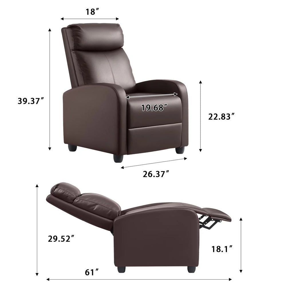 Brown PU Leather Recliner Chair I585