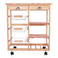 Rolling Wood Kitchen Cart with Drawers B171948