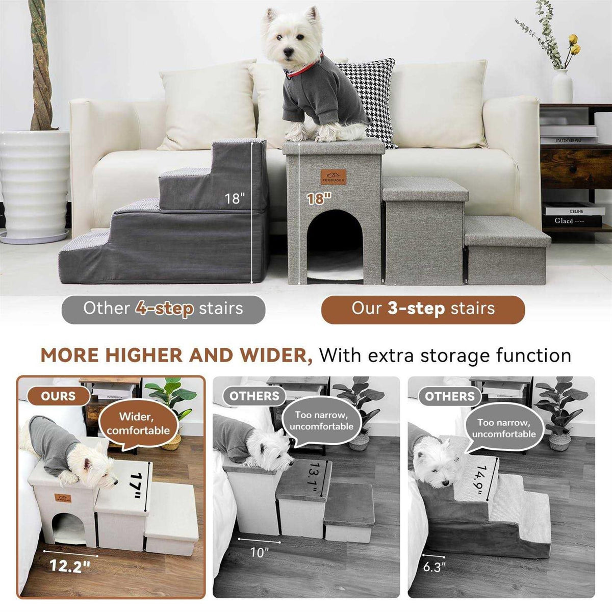 Foldable Dog Stairs with Storage L11656