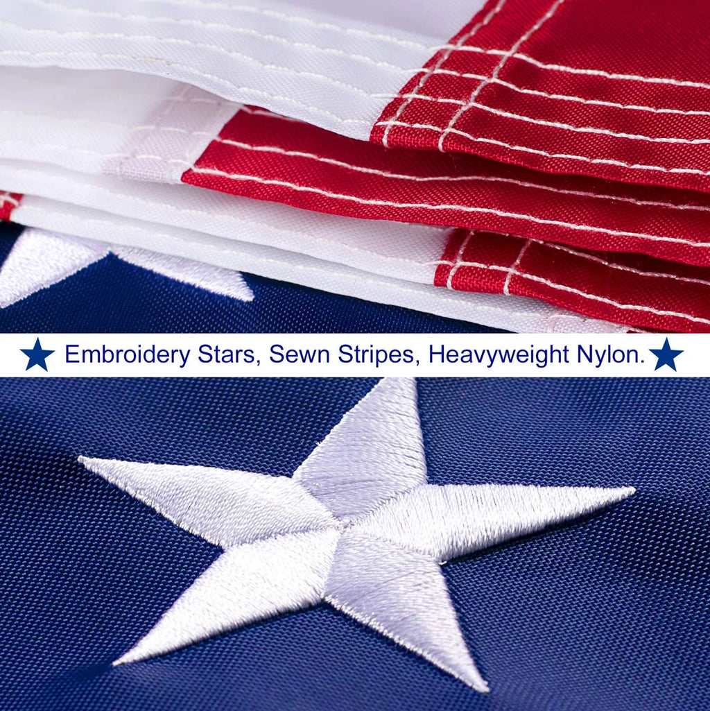 10x15 FT Nylon American Flag with Embroidered Stars Y64723