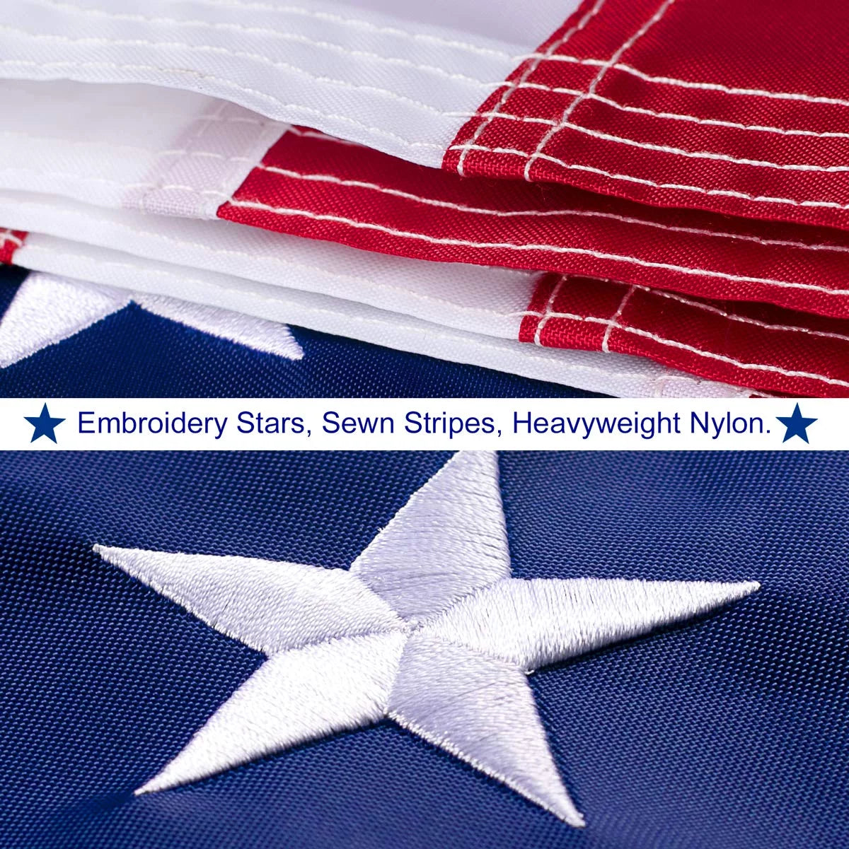 10x15 FT Nylon American Flag with Embroidered Stars Y64723