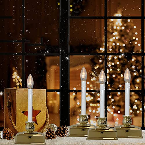 Set of 4 LED Flickering Candles with Gold Base D446827
