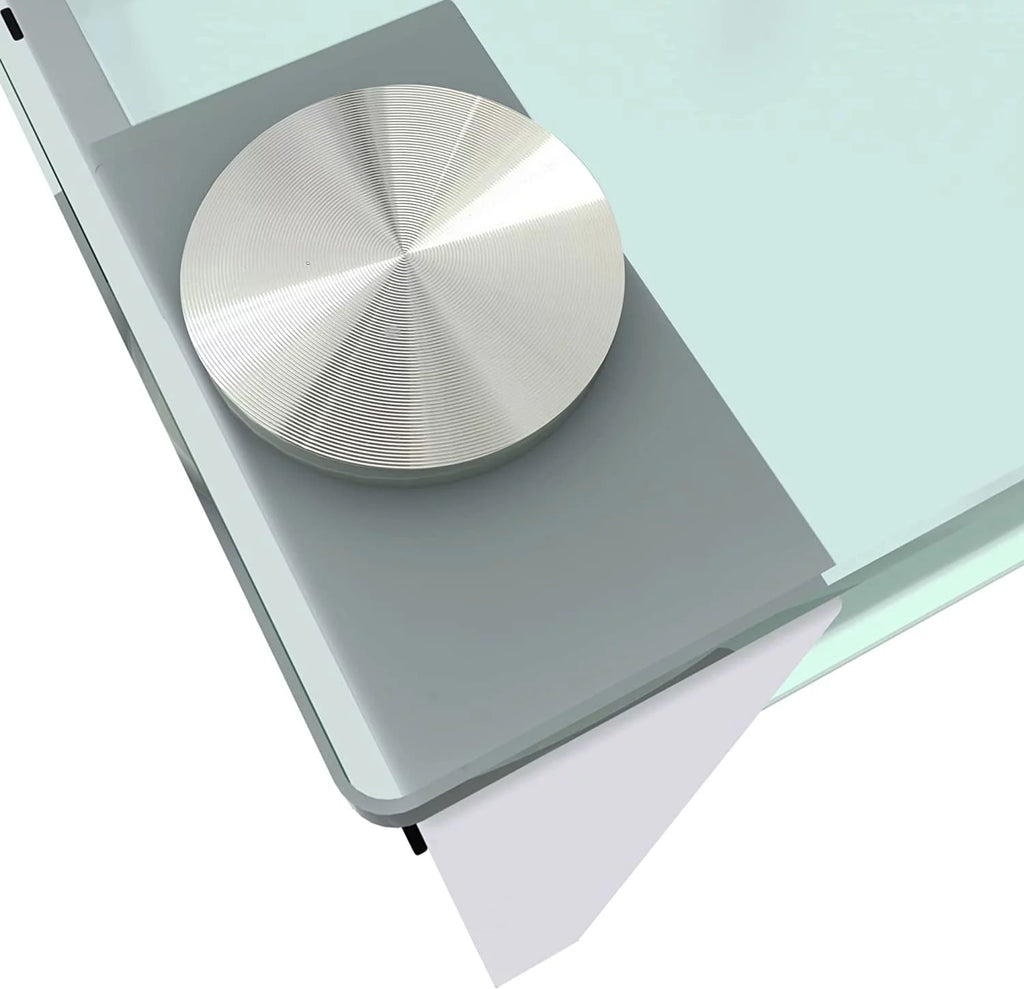 Glass End Table, 2 Layer White Small Corner Table S1043