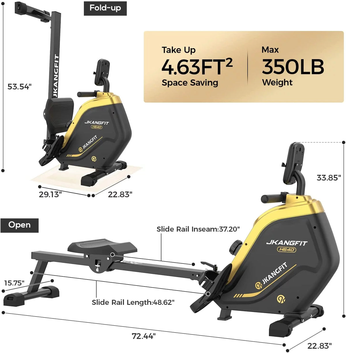 Folding Magnetic Rowing Machine with 16 Levels Resistance O99374