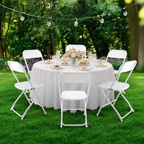 10 Pack White Plastic Folding Chairs 400lbs Capacity F904