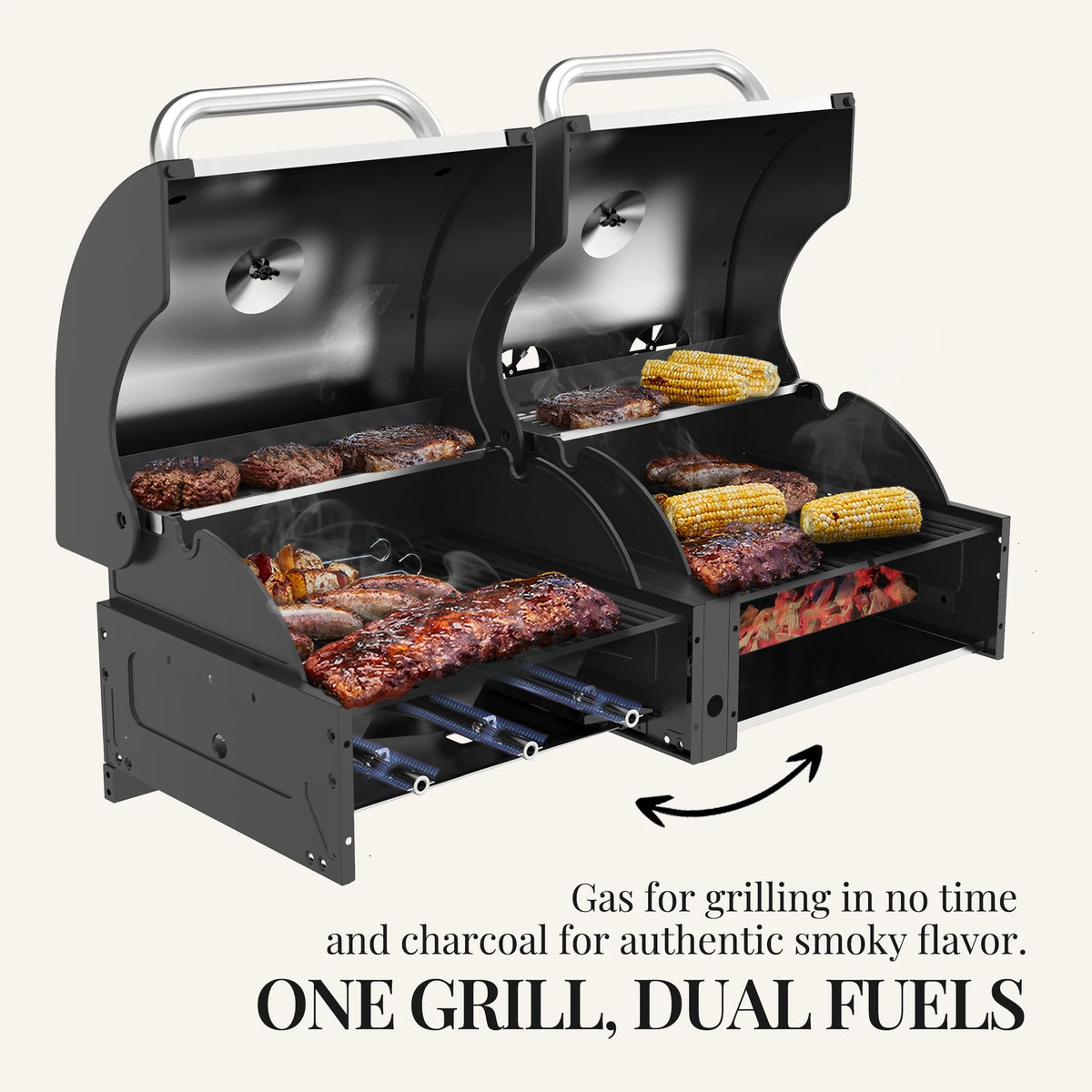 3-Burner Dual Fuel Gas and Charcoal Grill Combo with Cover M81806