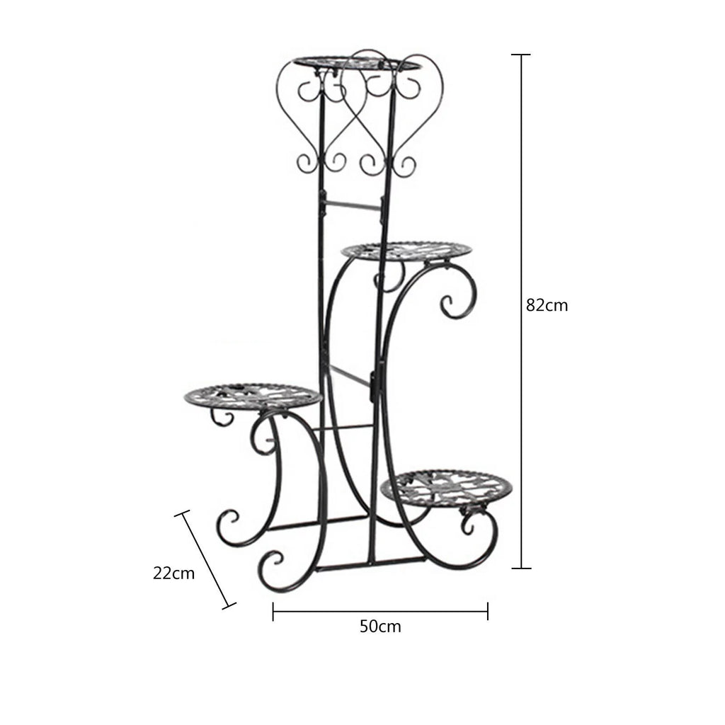 4 Tier Iron Plant Stand Wood Shelves N4482