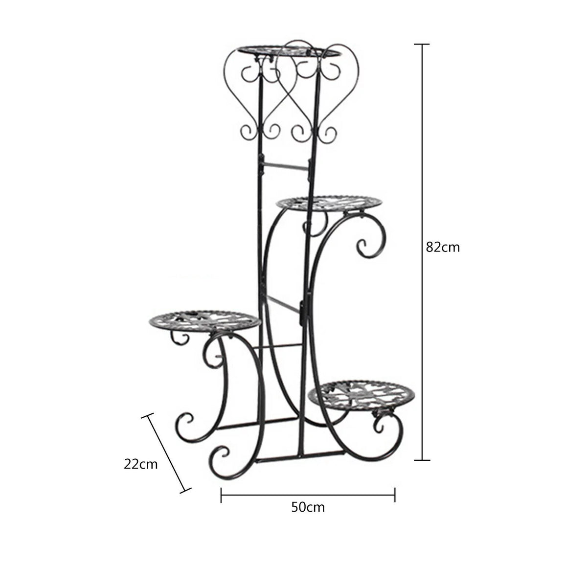 4 Tier Iron Plant Stand Wood Shelves N4482