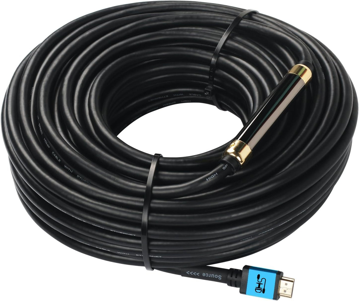HDMI Cable 100 Feet with Signal Booster, CL3 Rated Black F684393