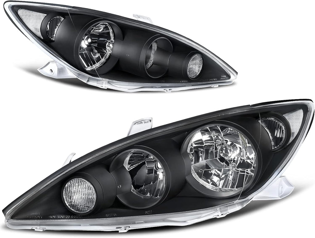 Headlight Assembly Compatible with 2005-2006 Camry Black Housing Clear Lens K720502