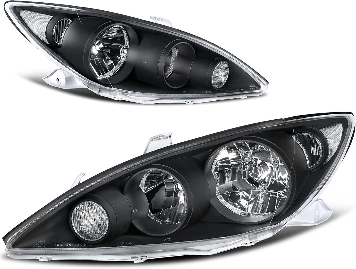 Headlight Assembly Compatible with 2005-2006 Camry Black Housing Clear Lens K720502