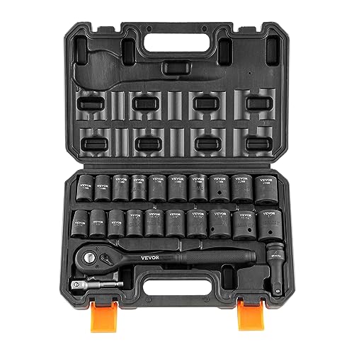 23 Piece SAE Metric Cr-V Alloy Steel Impact Socket Set with Storage Case R540