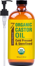 16 fl oz Glass Bottle Castor Oil Organic Cold Pressed Unrefined E43595