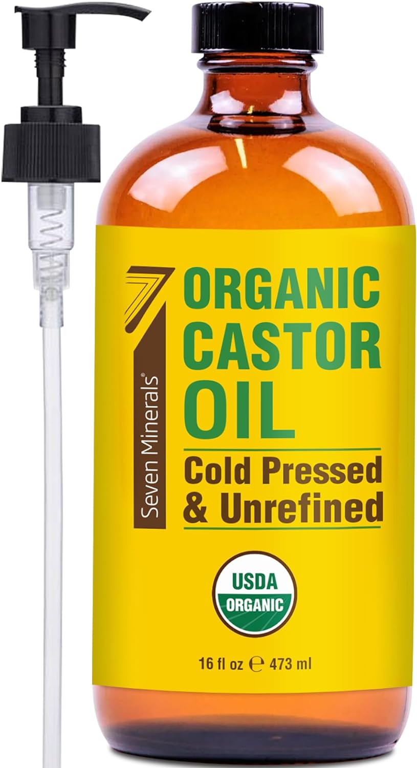 16 fl oz Glass Bottle Castor Oil Organic Cold Pressed Unrefined E43595