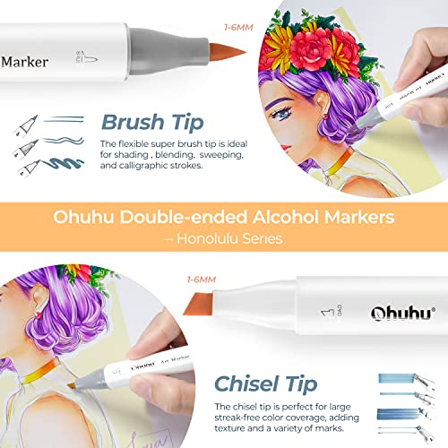 216-color Alcohol-based Art Marker Set with Brush & Chisel Dual Tips H475