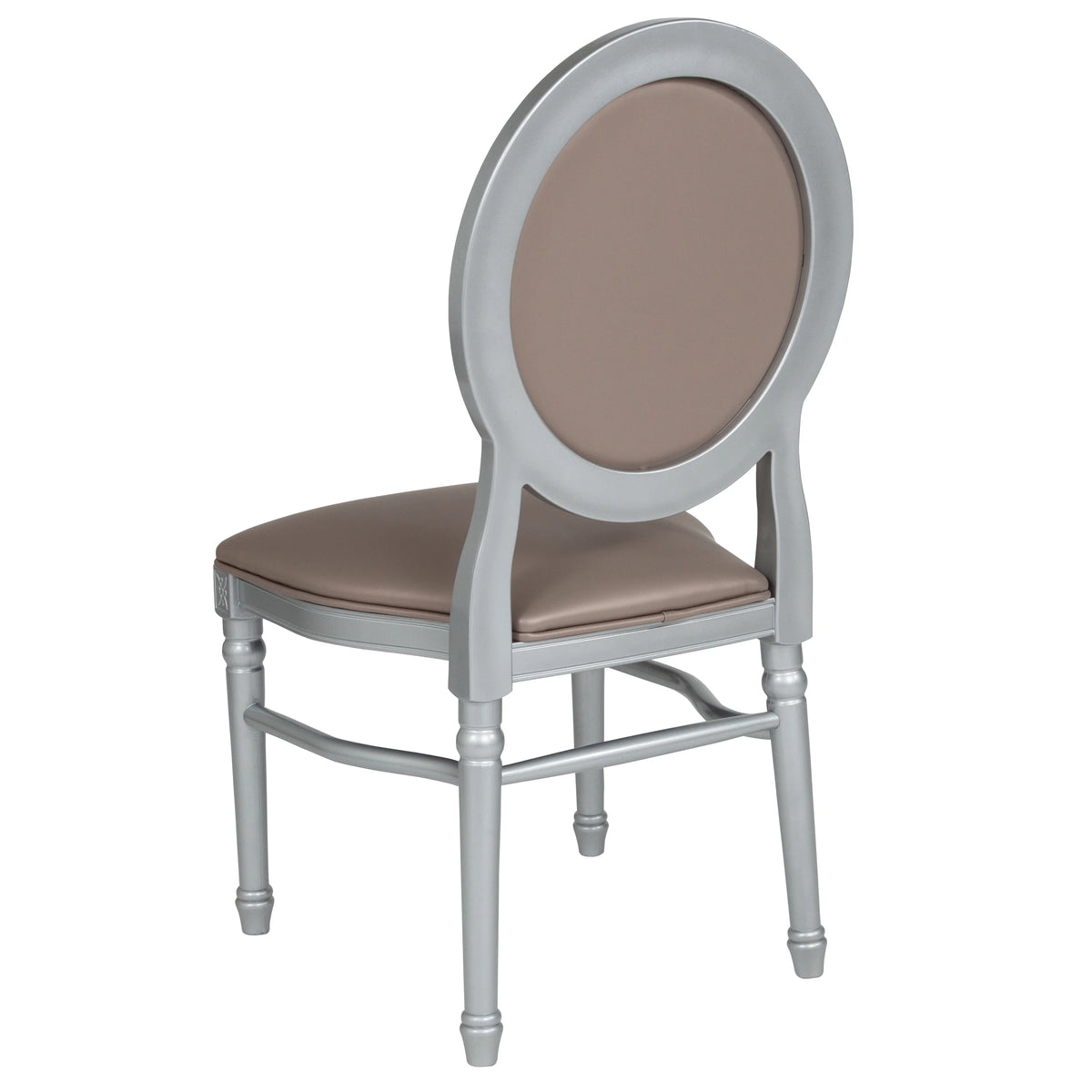 King Louis Dining Chair with Taupe Vinyl Back and Seat & Silver Frame P60835