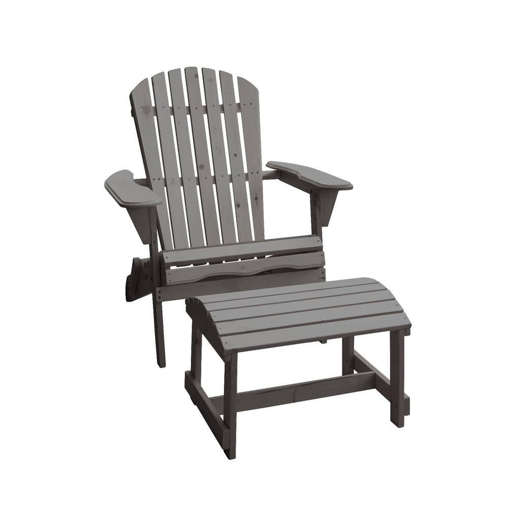 Dark Grey Adirondack Chair with Ottoman Set L2370
