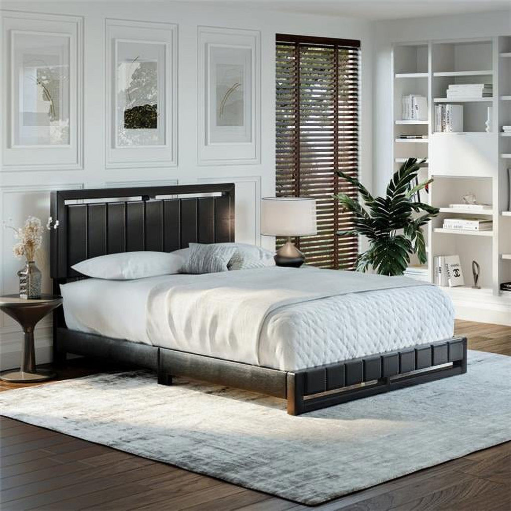 Faux Leather Upholstered Platform Bed W43100