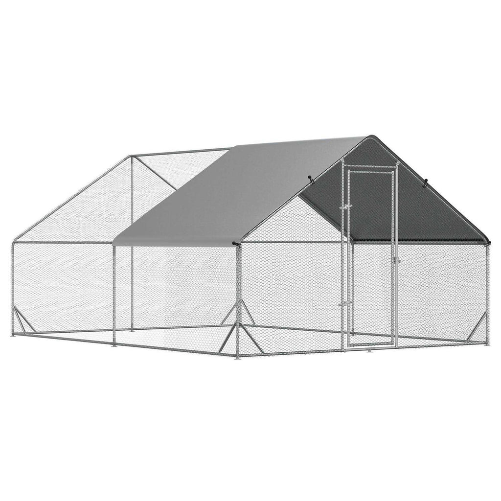 Large Metal Chicken Coop with Cover and Lockable Door S46767