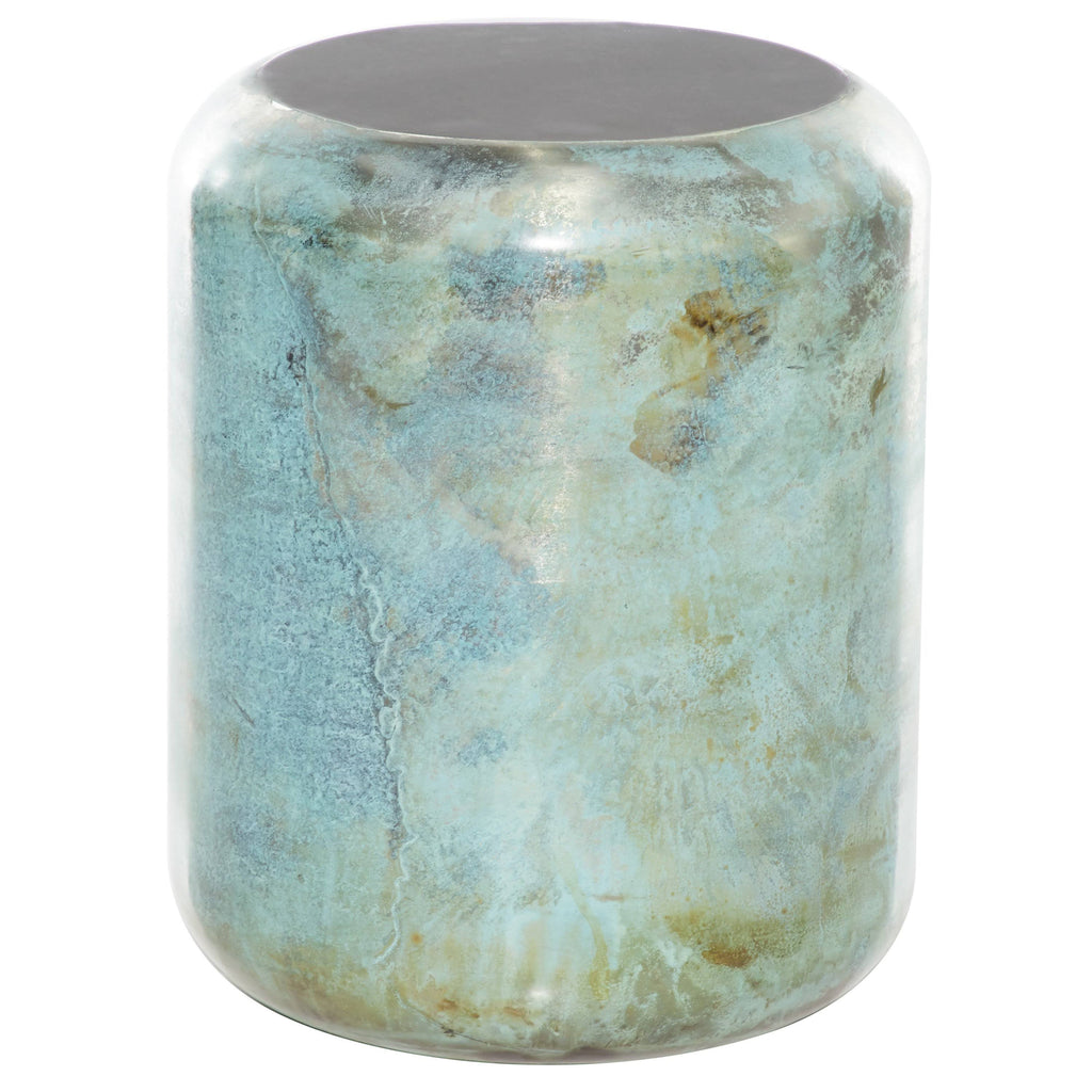 Blue and Silver Round Accent Table G5644