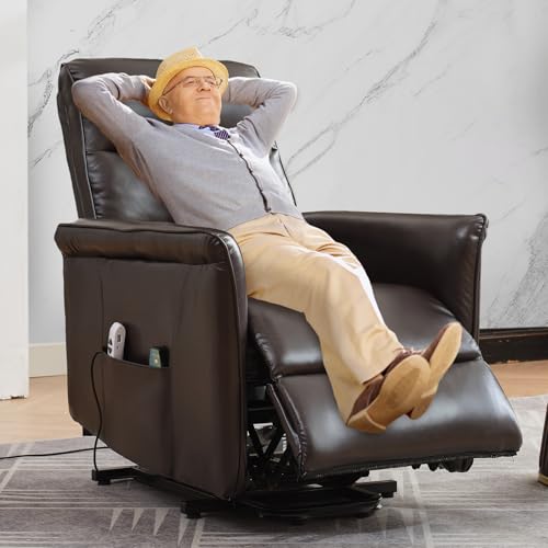 Beige Power Lift Recliner with Vibration and Lumbar Heat I6000