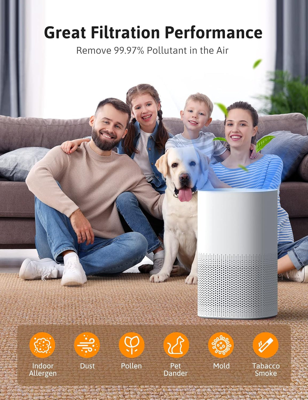 H13 HEPA Air Purifier with Auto Mode and Air Quality Sensor O7722