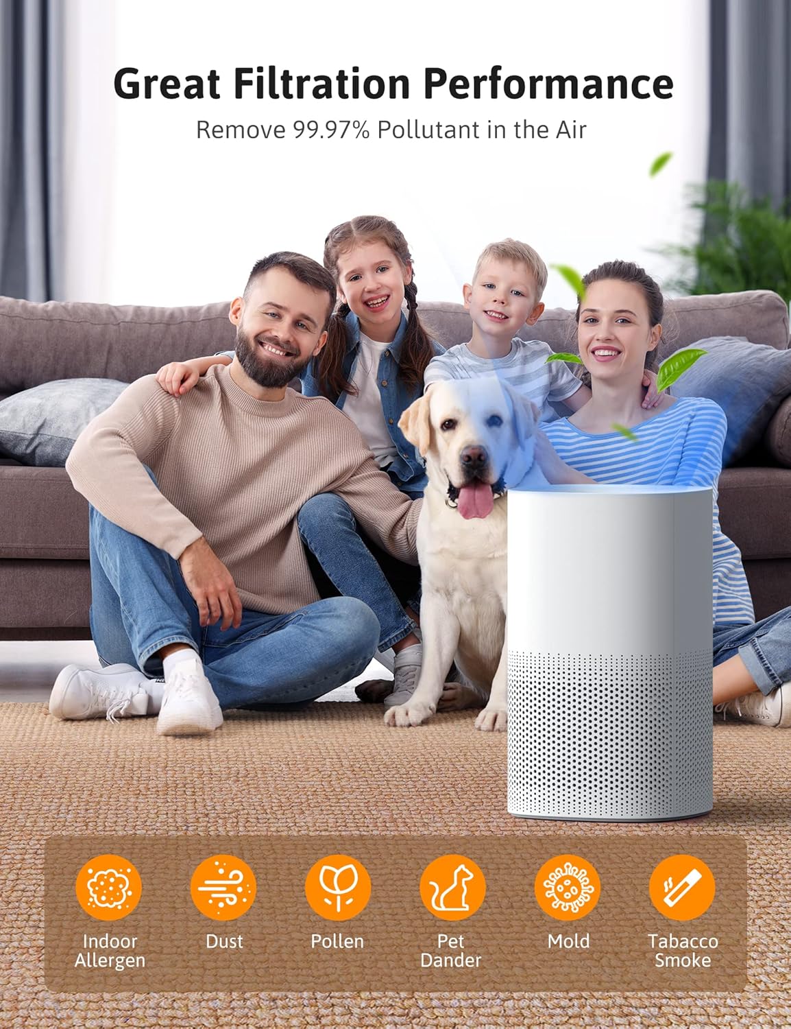 H13 HEPA Air Purifier with Auto Mode and Air Quality Sensor O7722