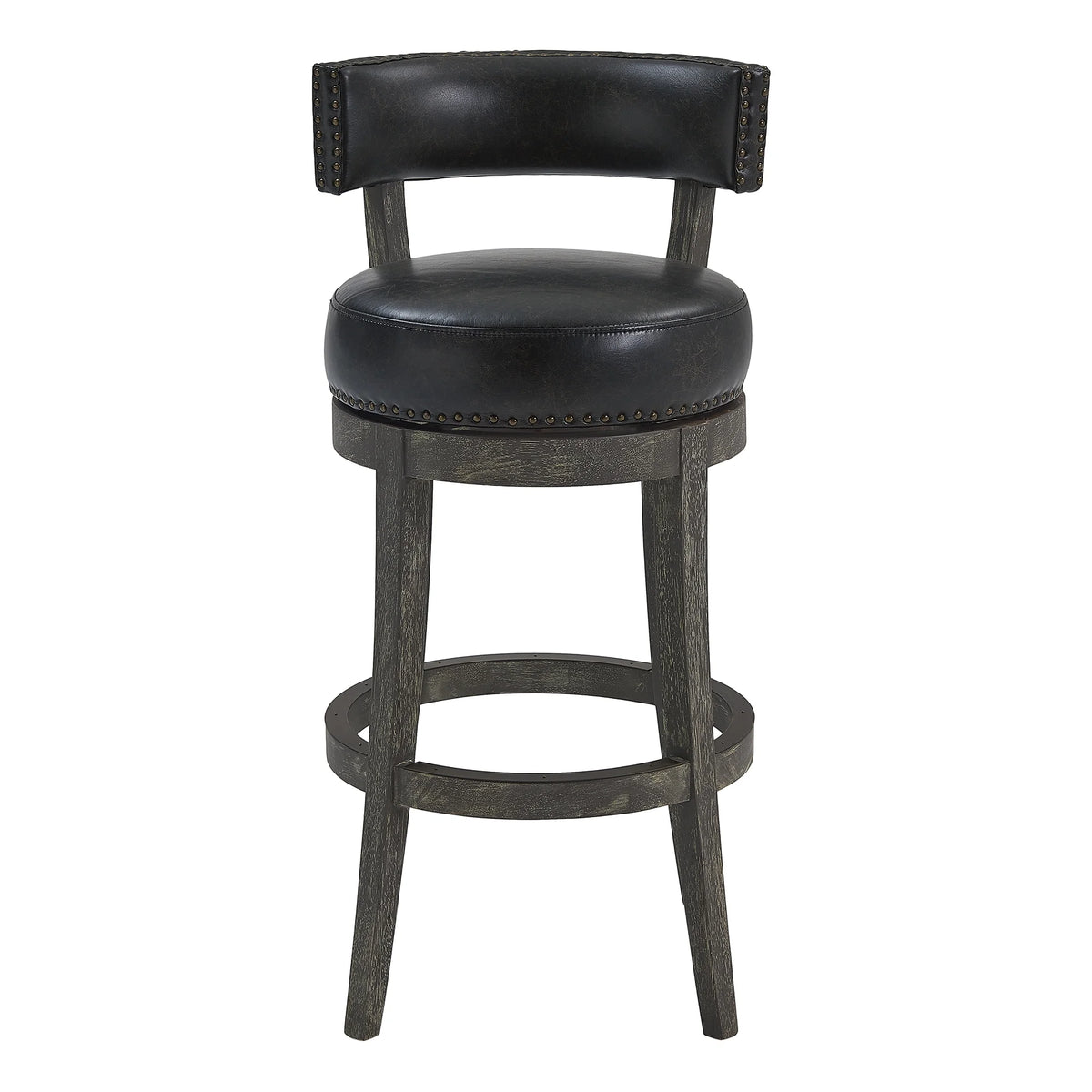26" Wood Leather Swivel Counter Stool N36180