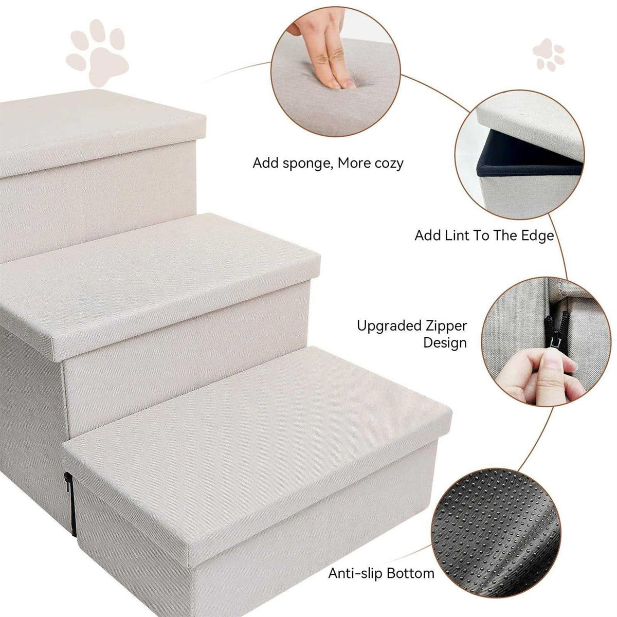 Foldable Dog Stairs with Storage L11656