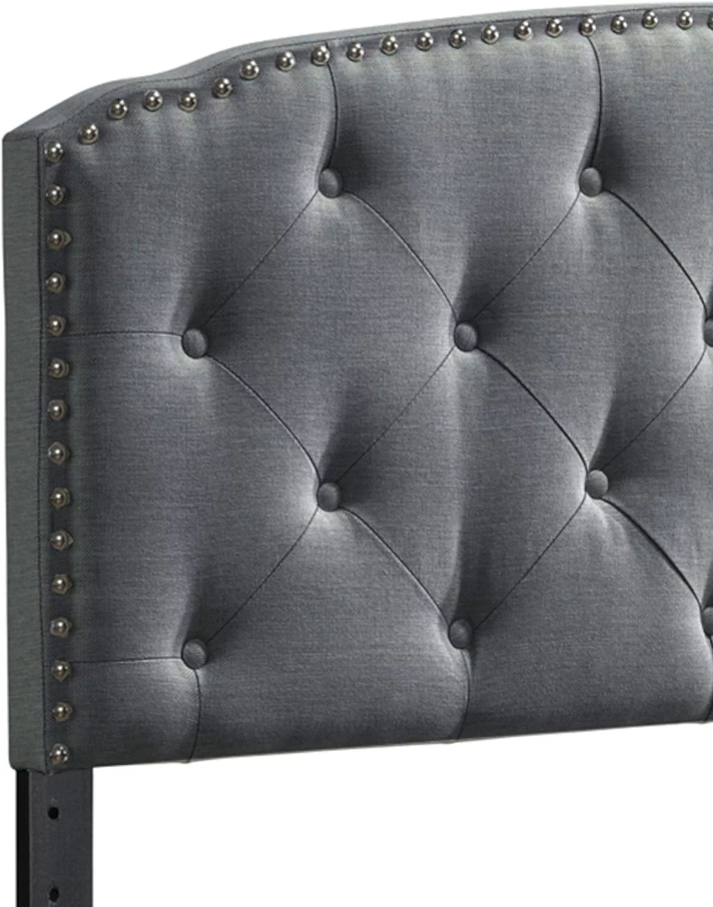 Queen Size Grey Polyester Blend Upholstered Headboard S875423